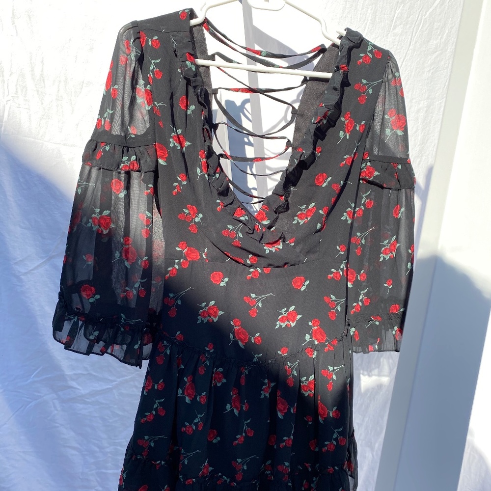 Black Floral Sheer Dress